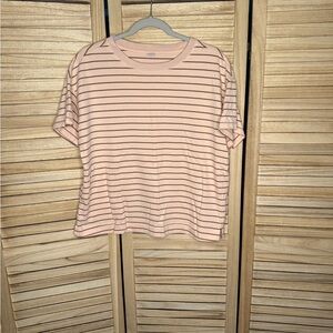Old Navy Blush Pink Striped Short Sleeve Tee